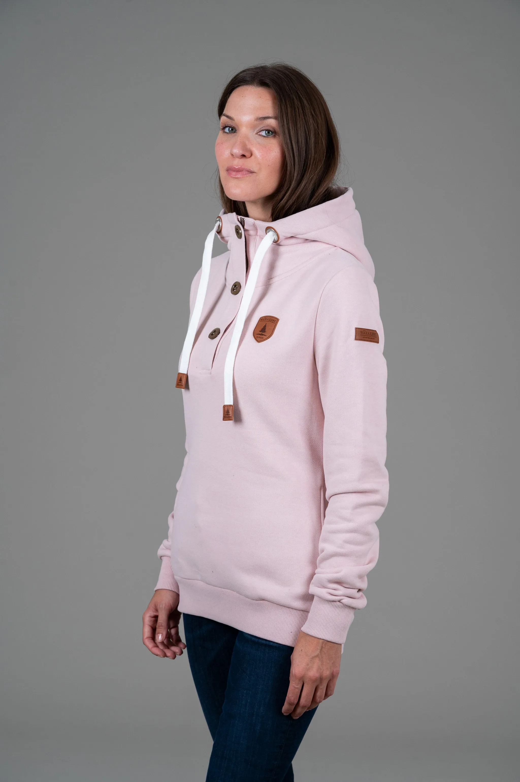 Jas Sepia Rose Button Neck Hoodie