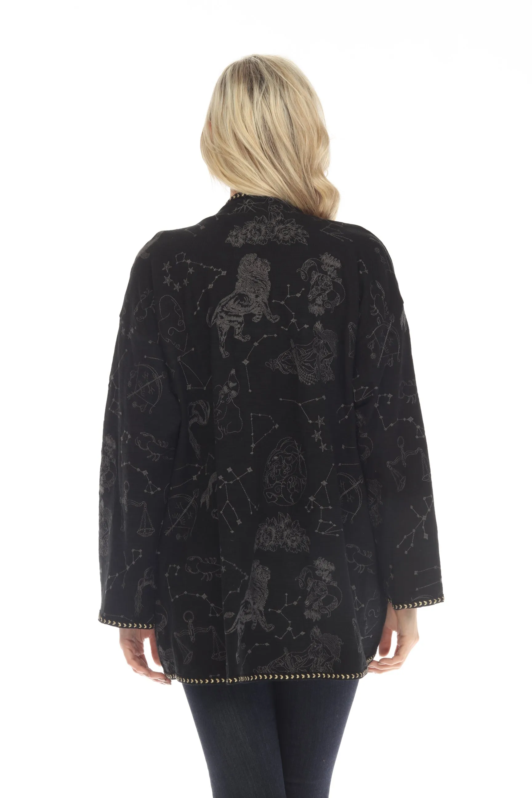 Johnny Was Biya Zodiac Embroidered Open Front Jacket Boho Chic B51922-E