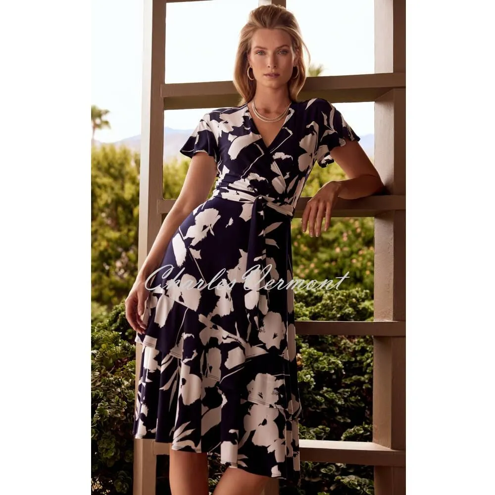 Joseph Ribkoff Floral Print Ruffled Wrap Dress - Style 231047