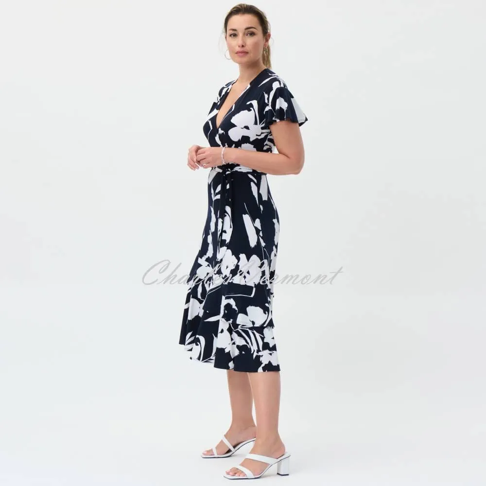 Joseph Ribkoff Floral Print Ruffled Wrap Dress - Style 231047