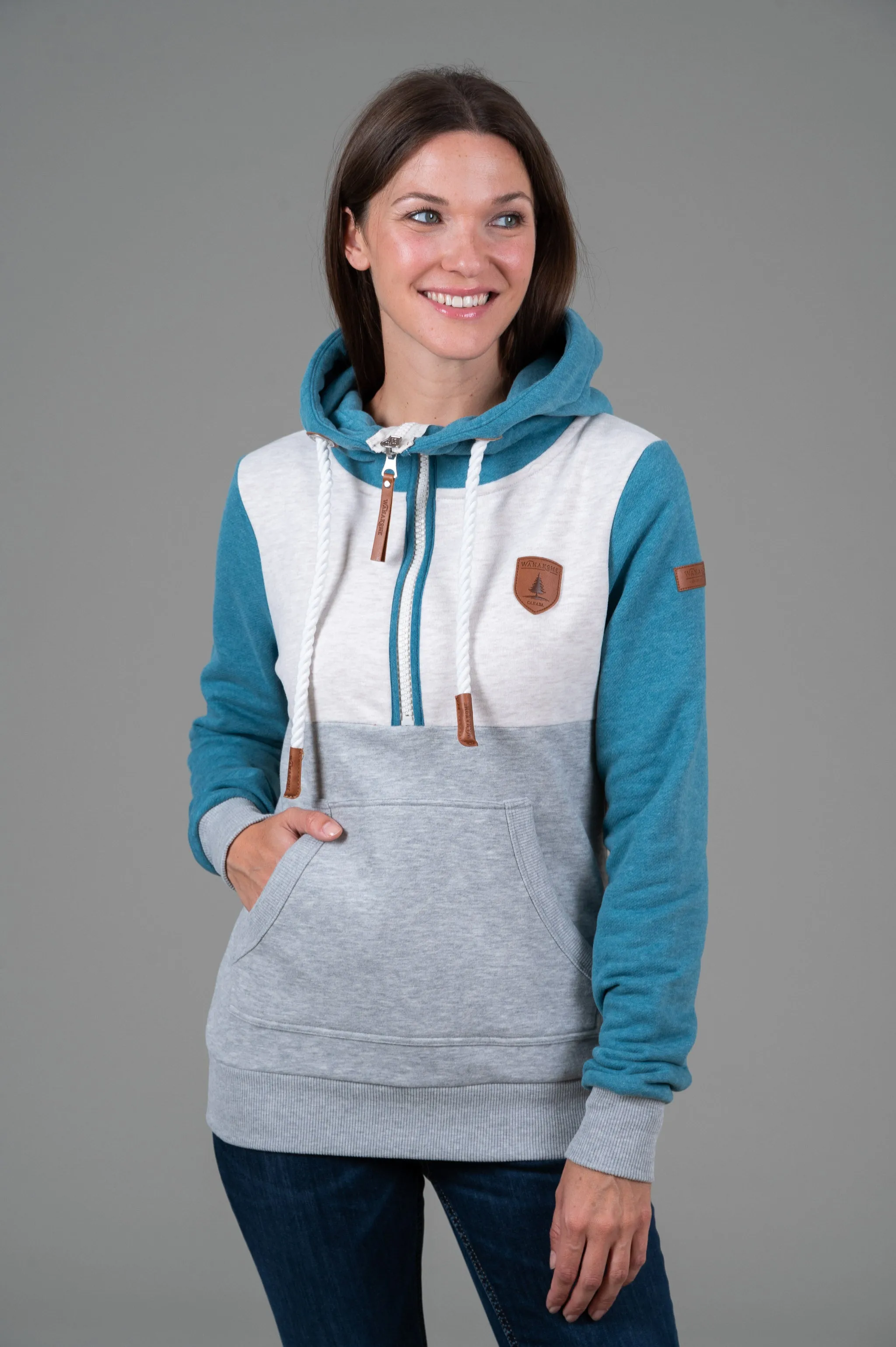 Kaya Half-Zip Hoodie Peacock Blue