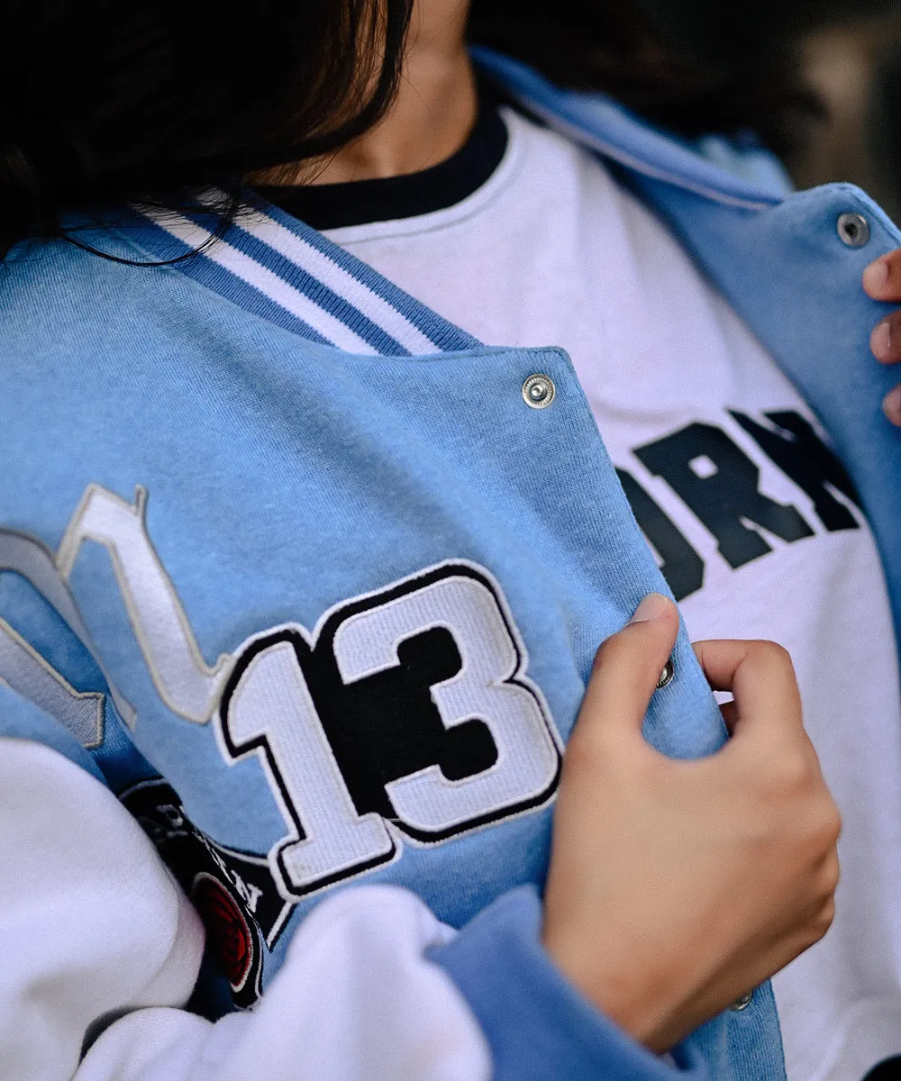 LA Sky Blue Letterman Jacket | Varsity Jackets | Weave Wardrobe | Unisex