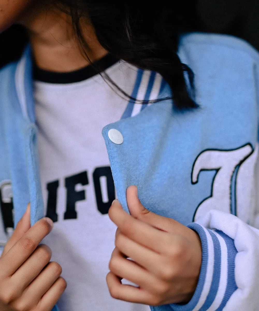 LA Sky Blue Letterman Jacket | Varsity Jackets | Weave Wardrobe | Unisex