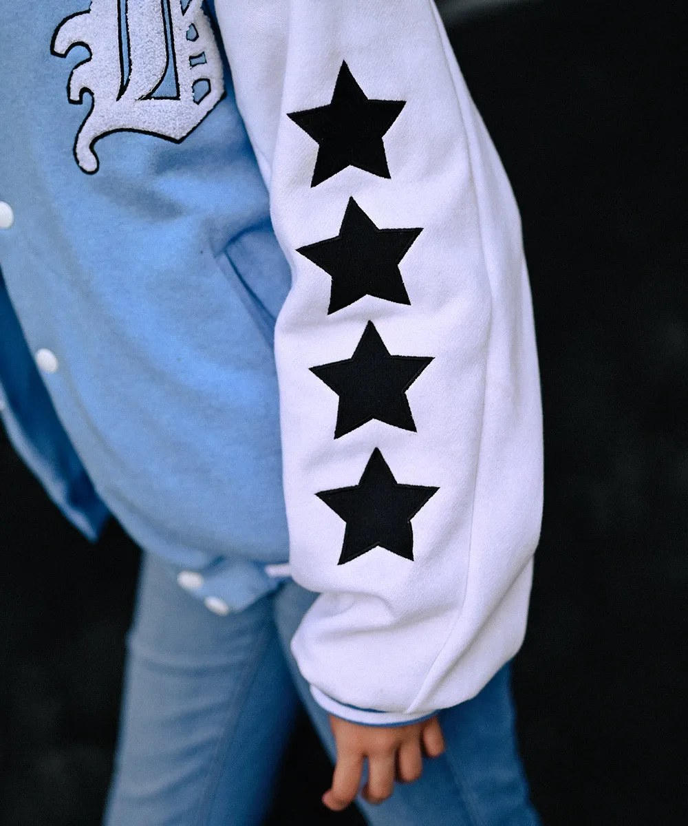 LA Sky Blue Letterman Jacket | Varsity Jackets | Weave Wardrobe | Unisex