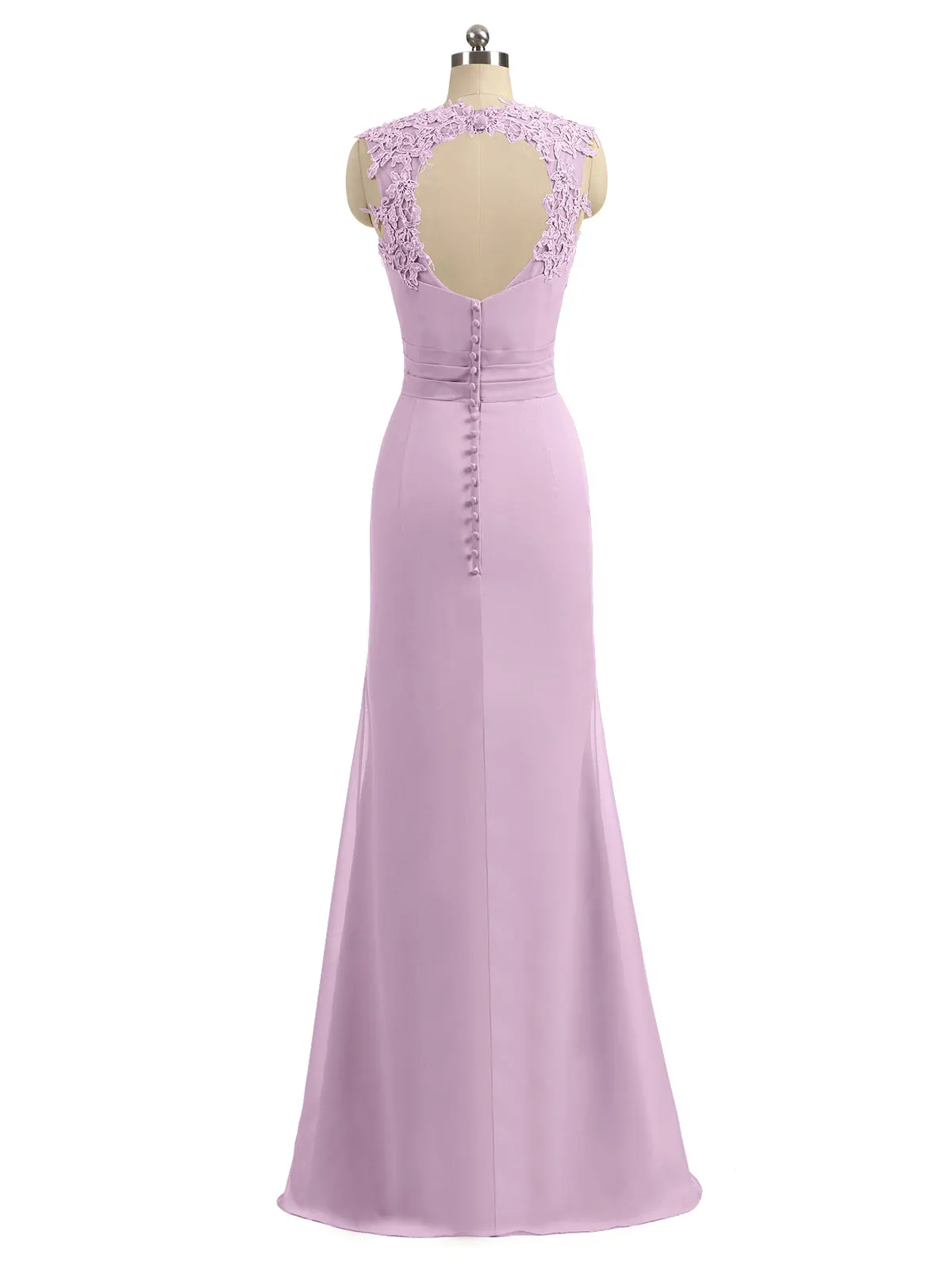 Lace Appliqued Strap Sheath Open Back Dress Vintage Mauve Plus Size