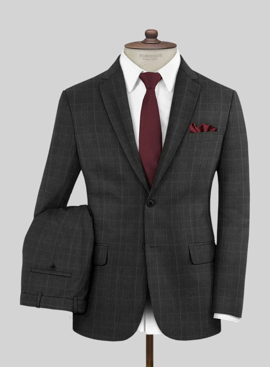 Lanificio Zegna Trofeo Bonsus Charcoal Checks Wool Suit