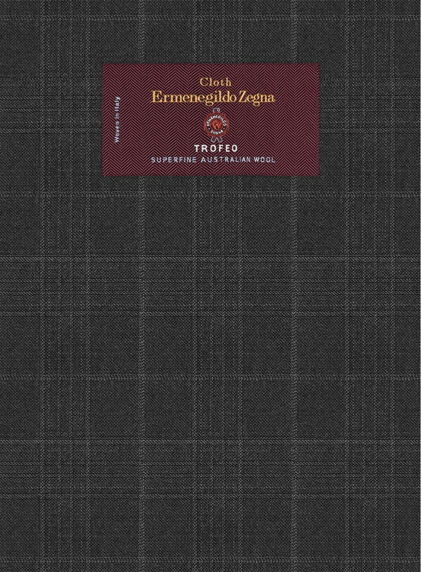 Lanificio Zegna Trofeo Bonsus Charcoal Checks Wool Suit