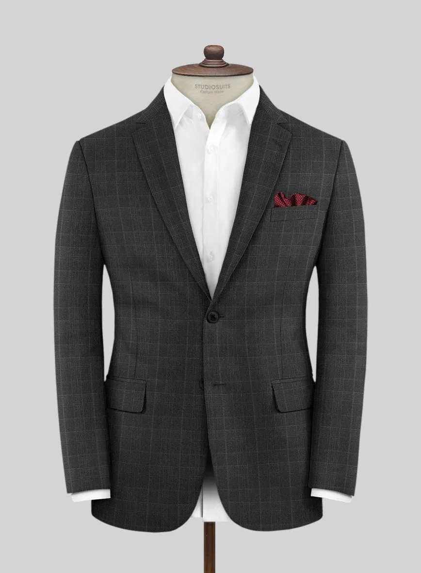 Lanificio Zegna Trofeo Bonsus Charcoal Checks Wool Suit