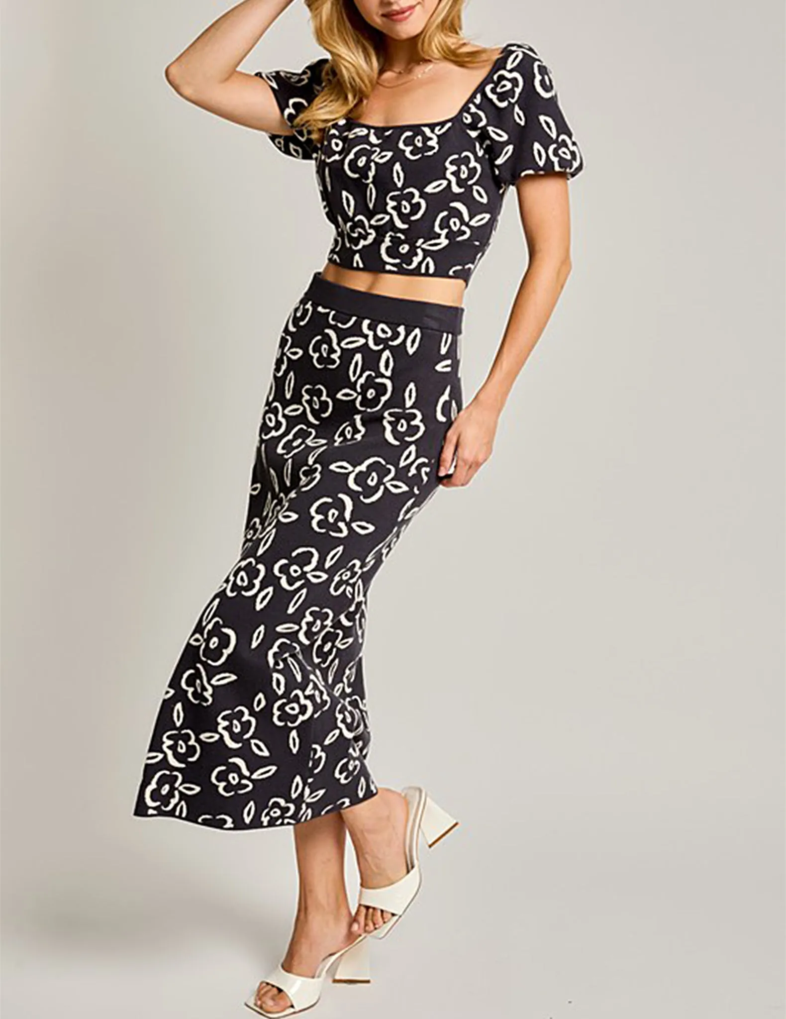 Mackenzie Midnight Floral Knit Skirt