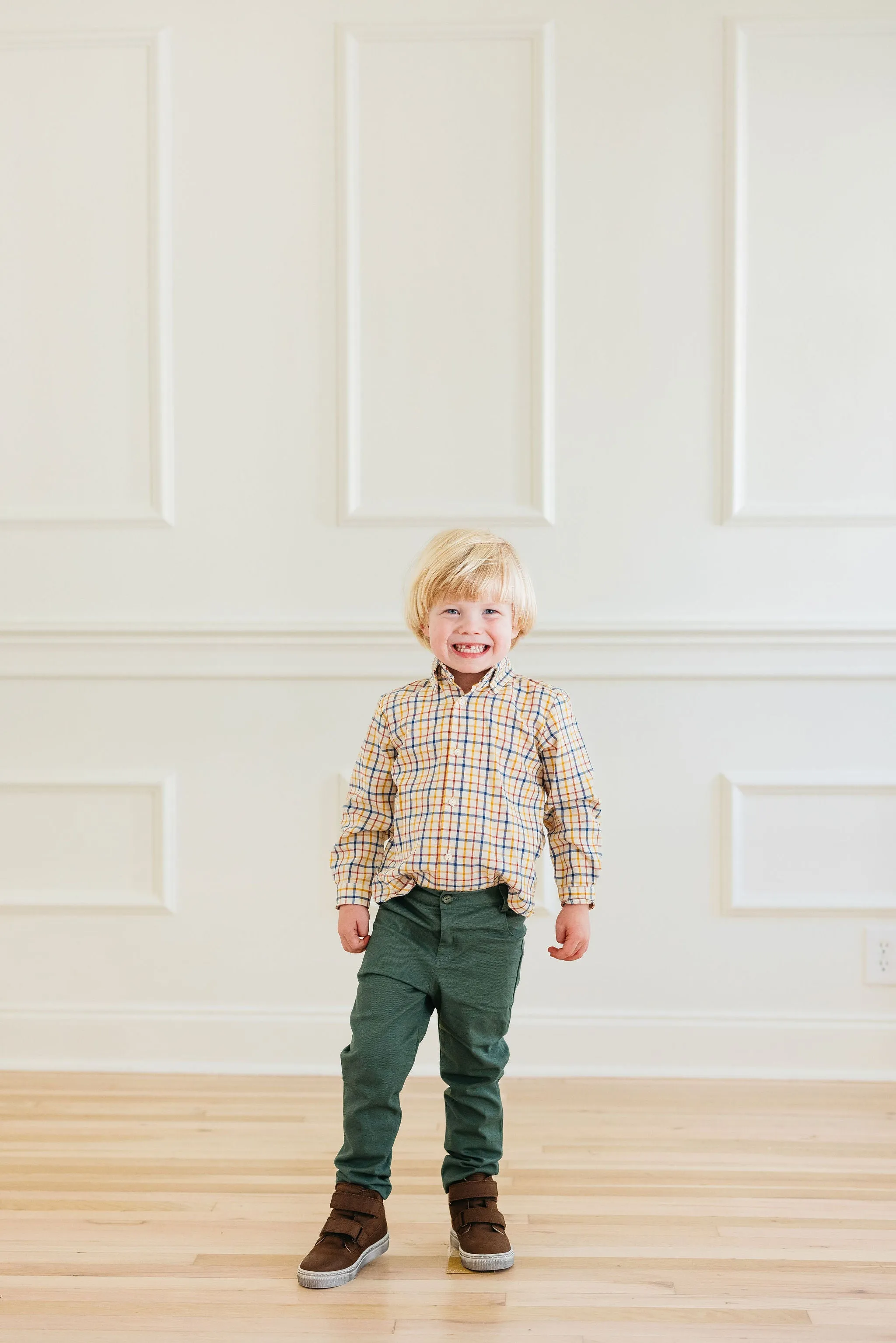 Mustard & Blue Check Buttondown