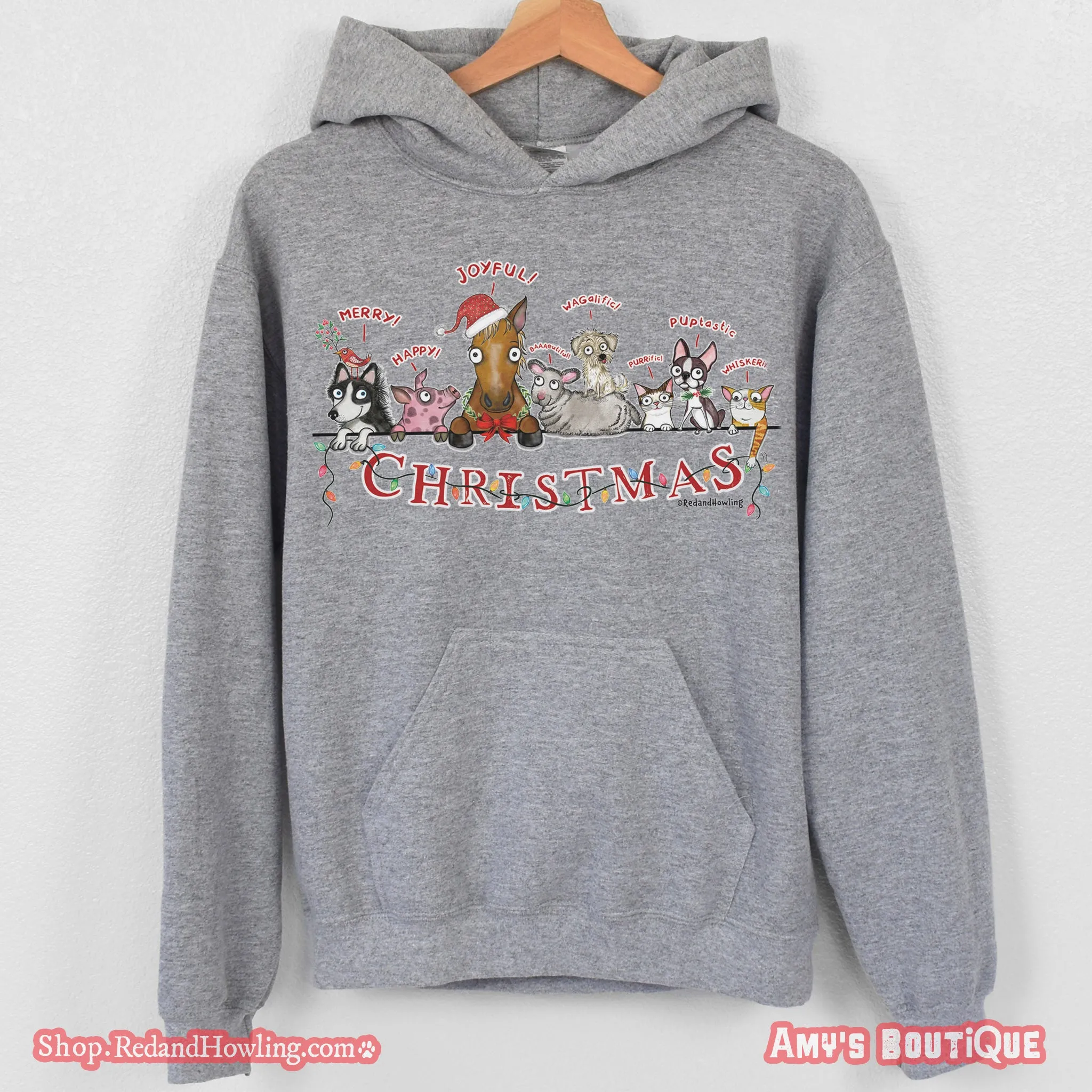 One of a Kind! "Merry Christmas" Hooded Sweatshirt: 3XL