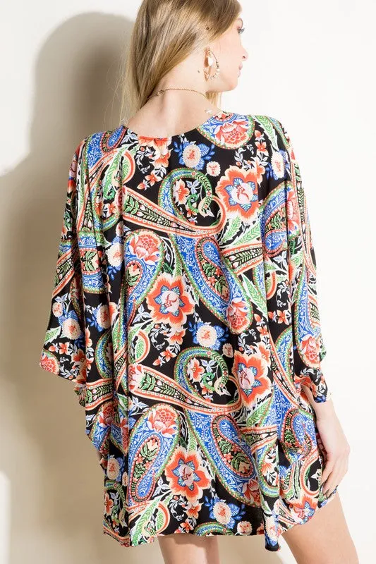 Paisley Woven Kimono Cardigan