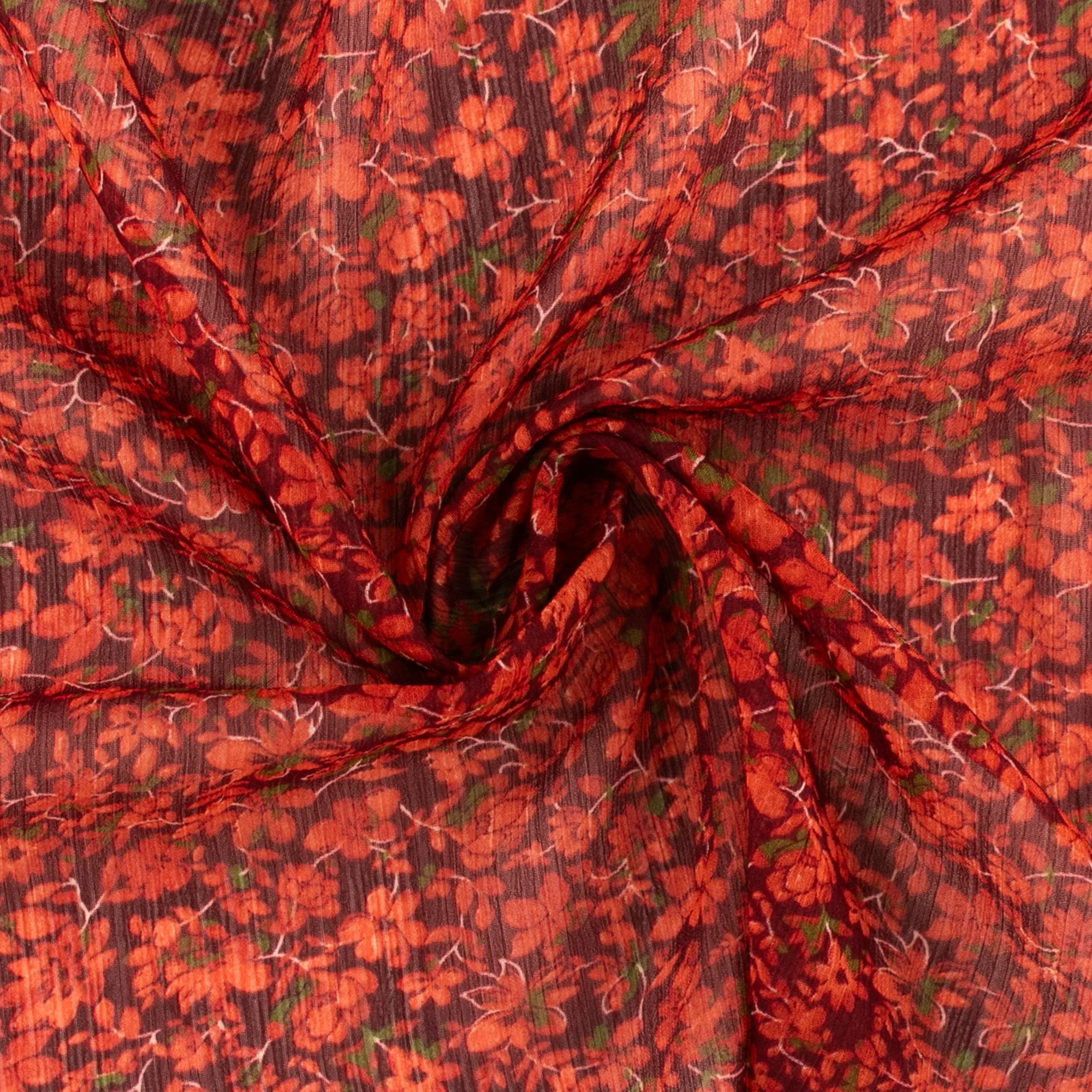 Printed Chiffon - AMANDA - Flowers - Burgundy