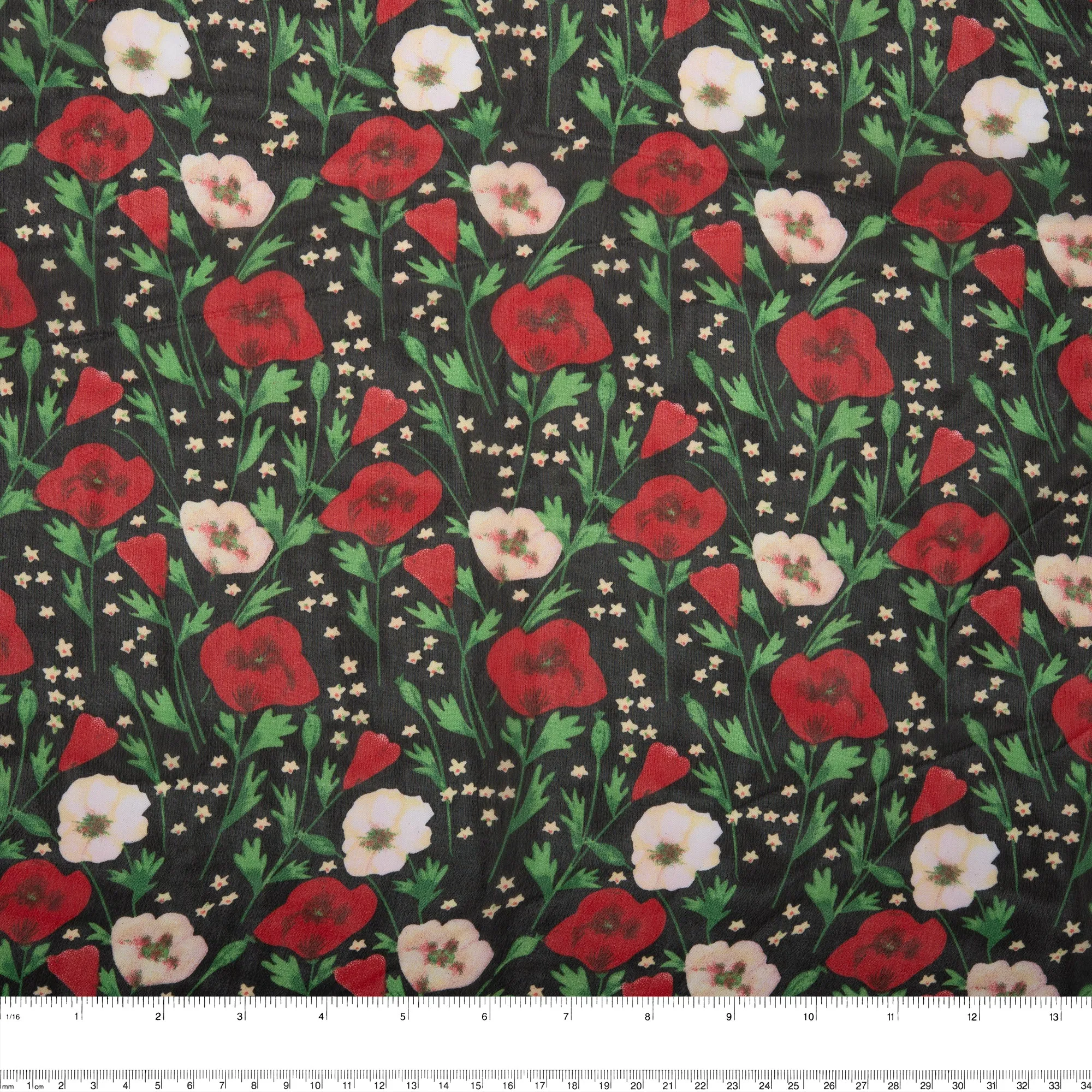 Printed Chiffon - CHANDA - Poppy - Black