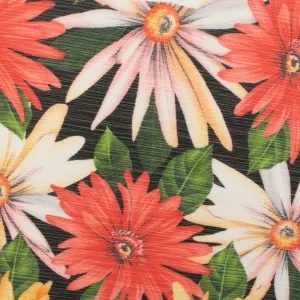 Printed Chiffon - YORYU - Gerbera  - Black