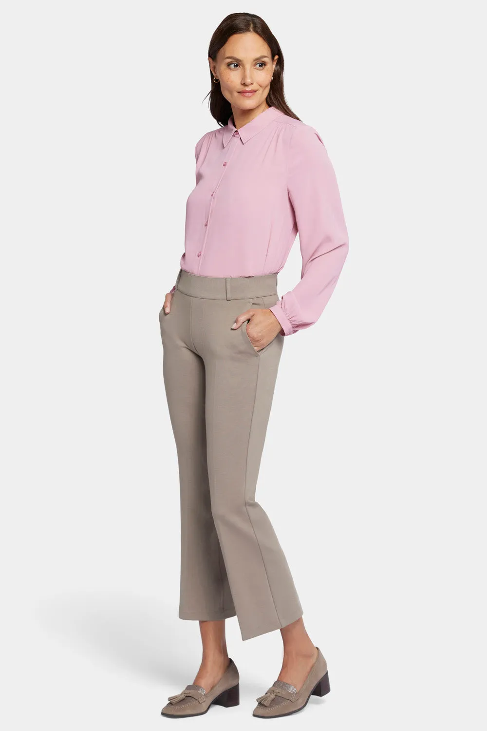 Pull-On Flared Ankle Trouser Pants - Saddlewood