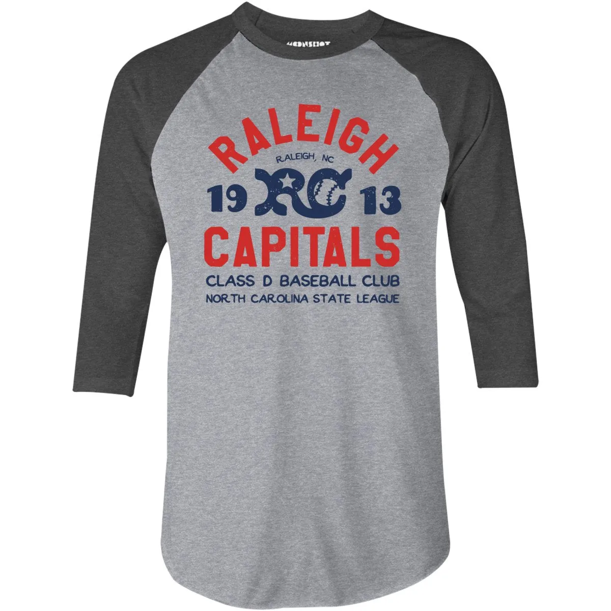 Raleigh Capitals - North Carolina - Vintage Defunct Baseball Teams - 3/4 Sleeve Raglan T-Shirt