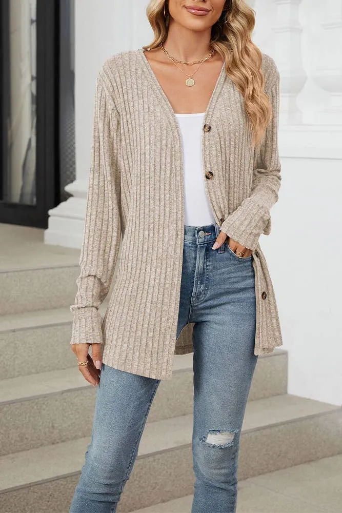 Reg/Plus Ribbed Knit Cardigan