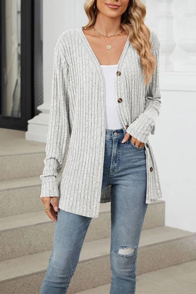 Reg/Plus Ribbed Knit Cardigan