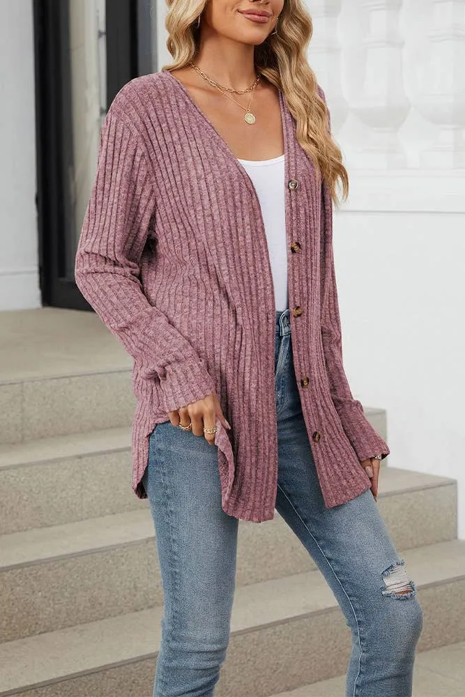 Reg/Plus Ribbed Knit Cardigan