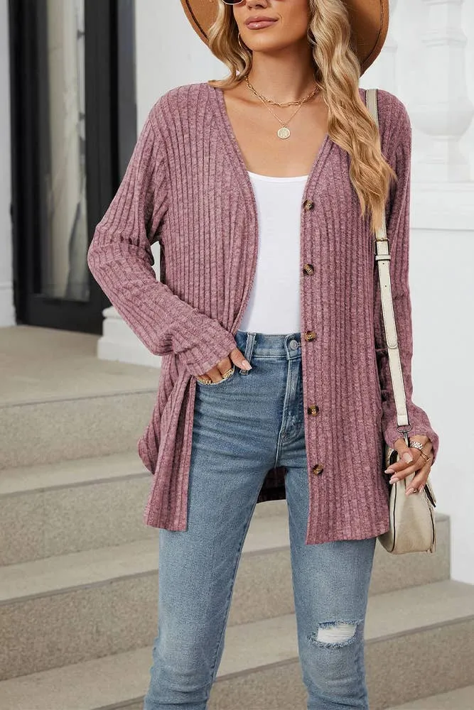 Reg/Plus Ribbed Knit Cardigan