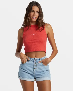 Roxify Fitted Rib Tank Top - Hibiscus