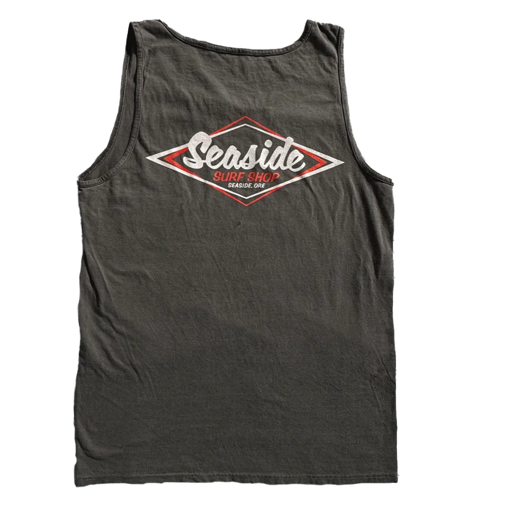 Seaside Surf Garment Dyed Vintage Logo Tank Tee - Smoke