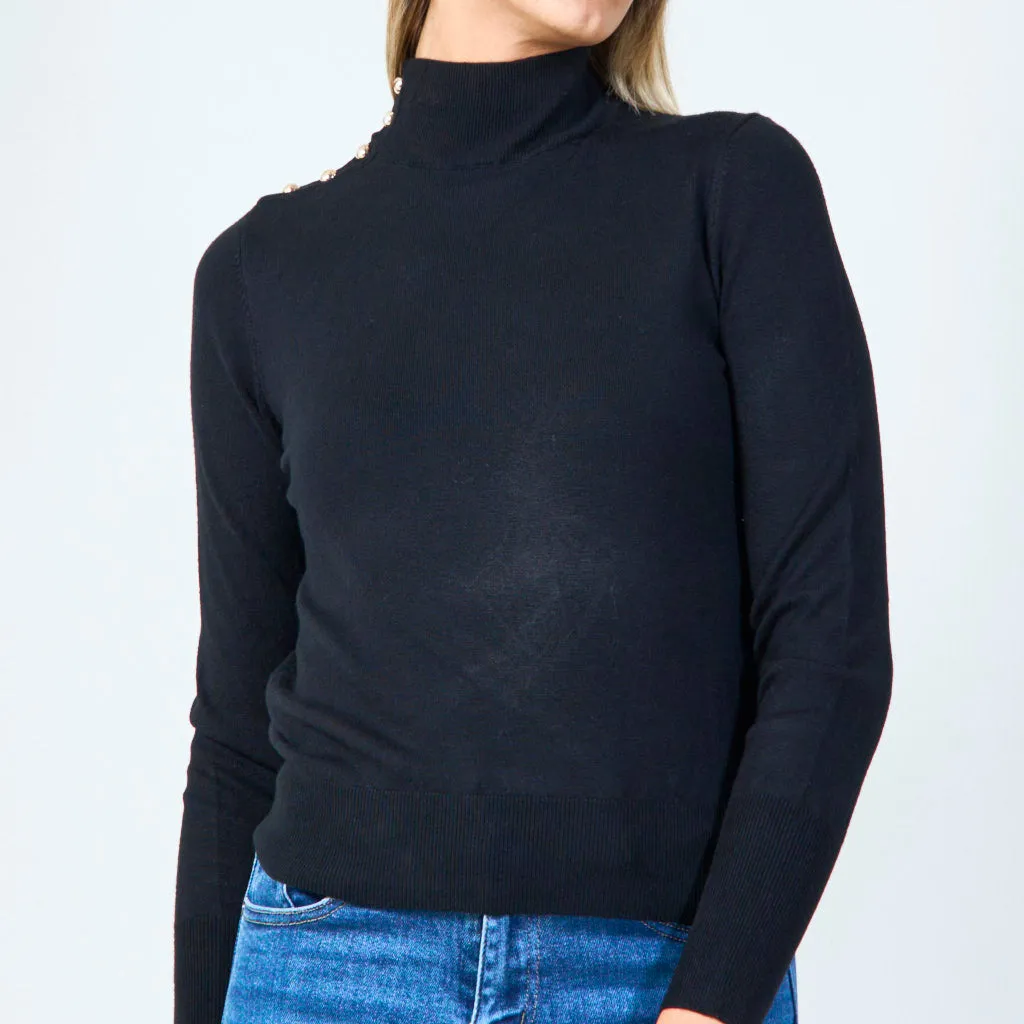 Shoulder button detail sweater wholesale