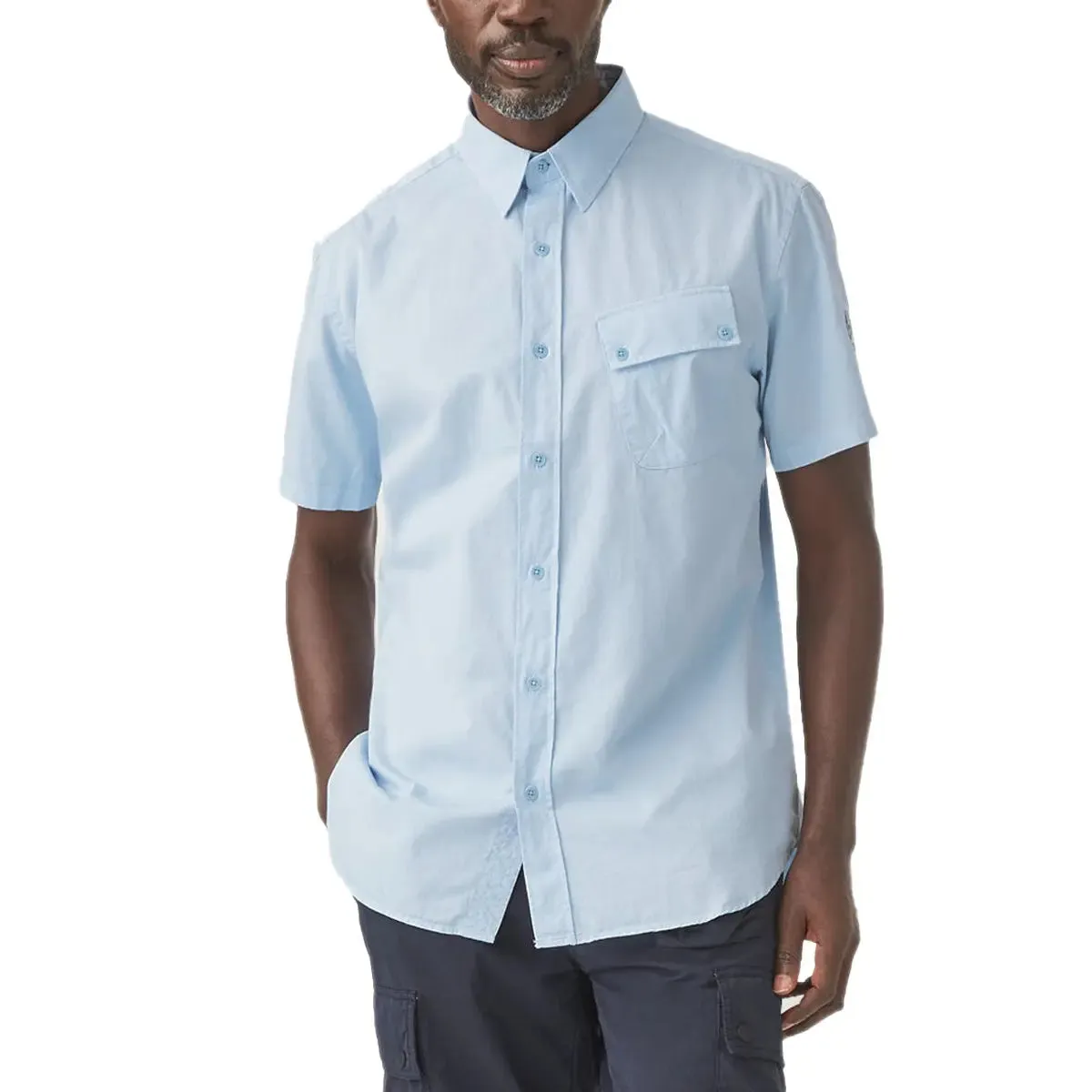 Sky Blue ‘Pitch’ Cotton Twill Short Sleeved Shirt