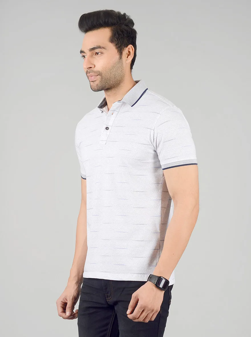 Smoked Pearl Printed Slim Fit Polo T-shirt | JadeBlue