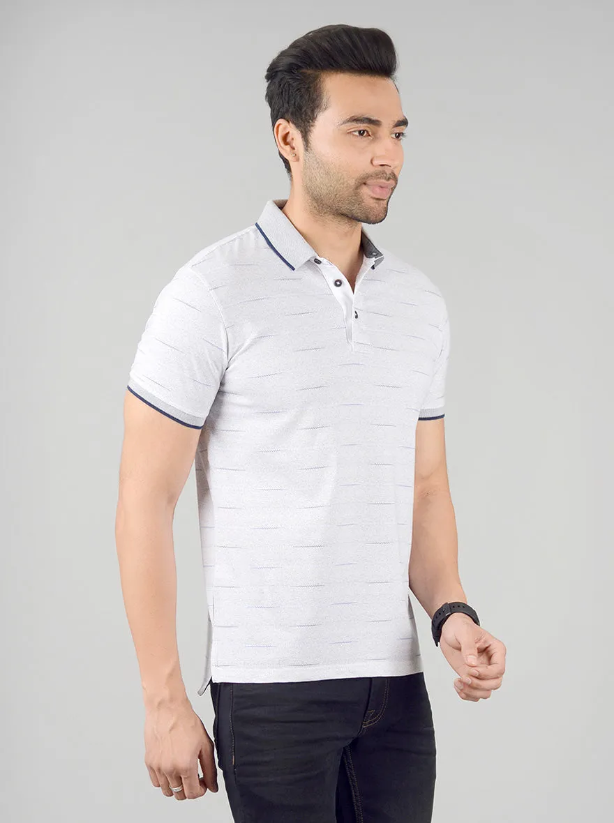 Smoked Pearl Printed Slim Fit Polo T-shirt | JadeBlue