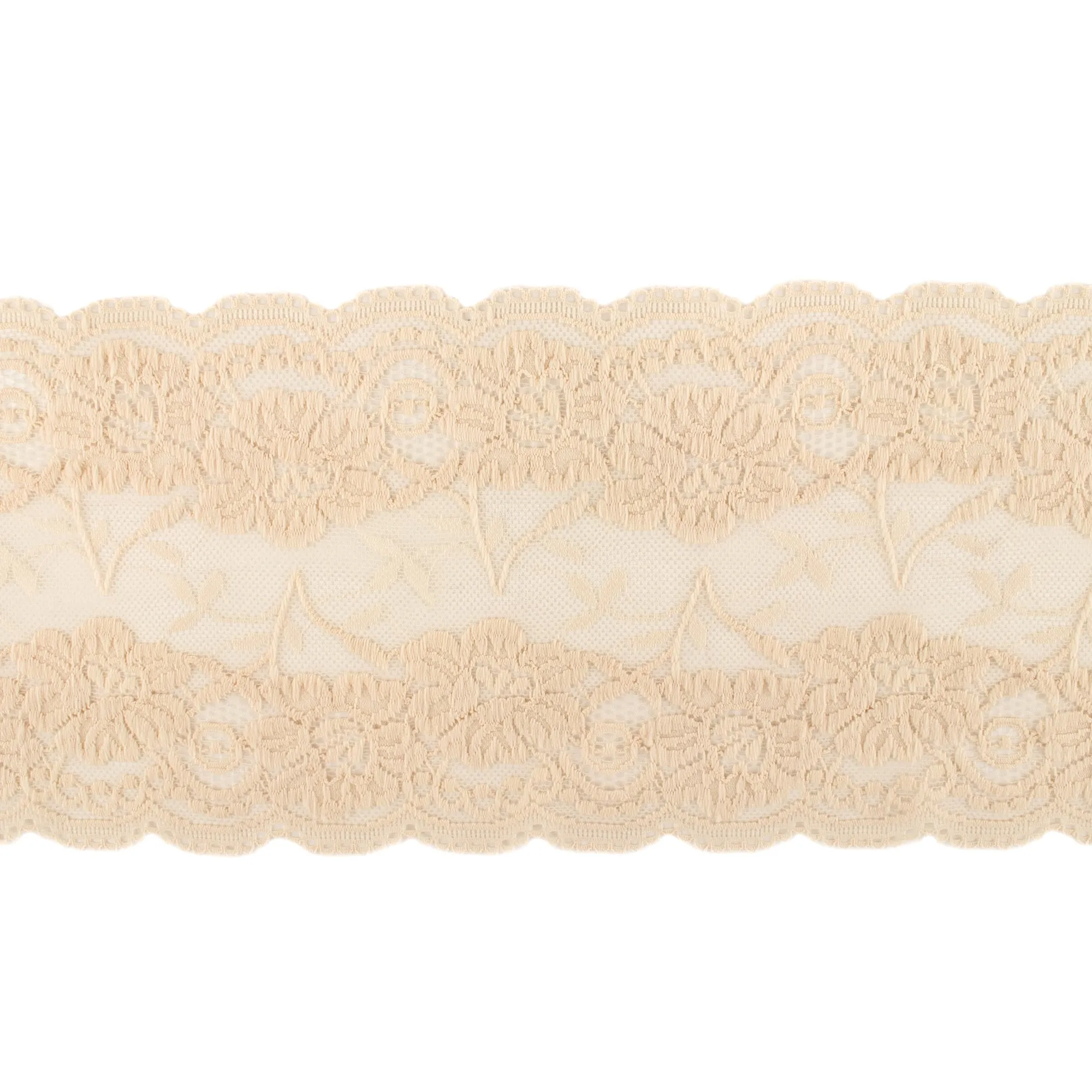 Stretch lace Trims - 6 inches - Beige