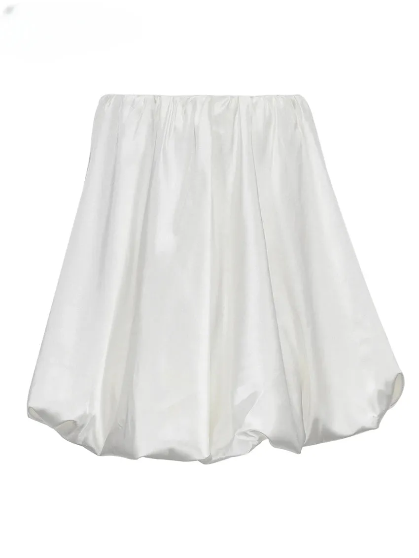 Suninheart Casual Beige Satin Women'S Skirt Elegant High Waist Mini Skirts Slik Pleated Faldas Skirt Female Clothing 2023