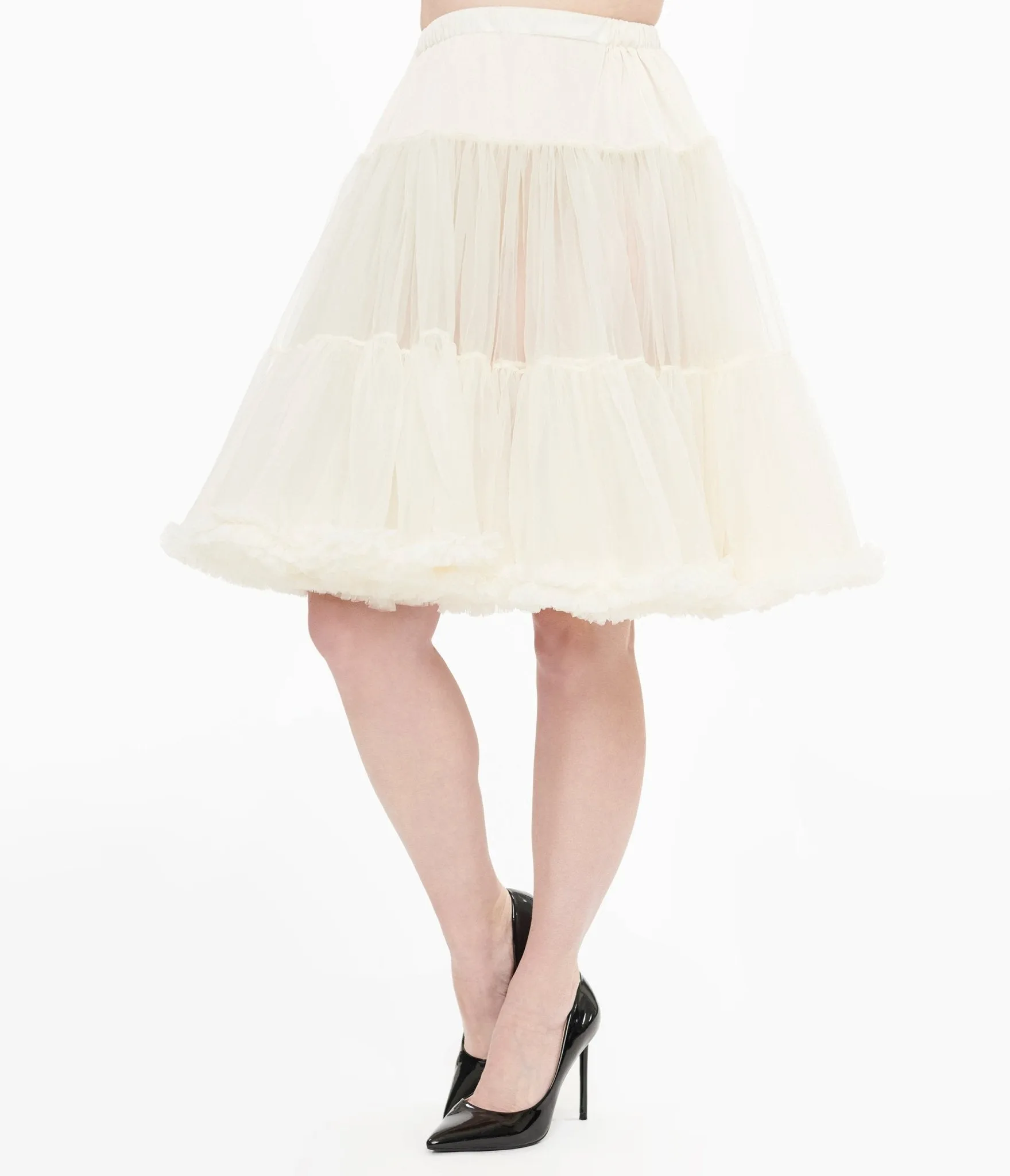 Unique Vintage 1950s Ivory Retro Style Ruffled Petticoat Crinoline