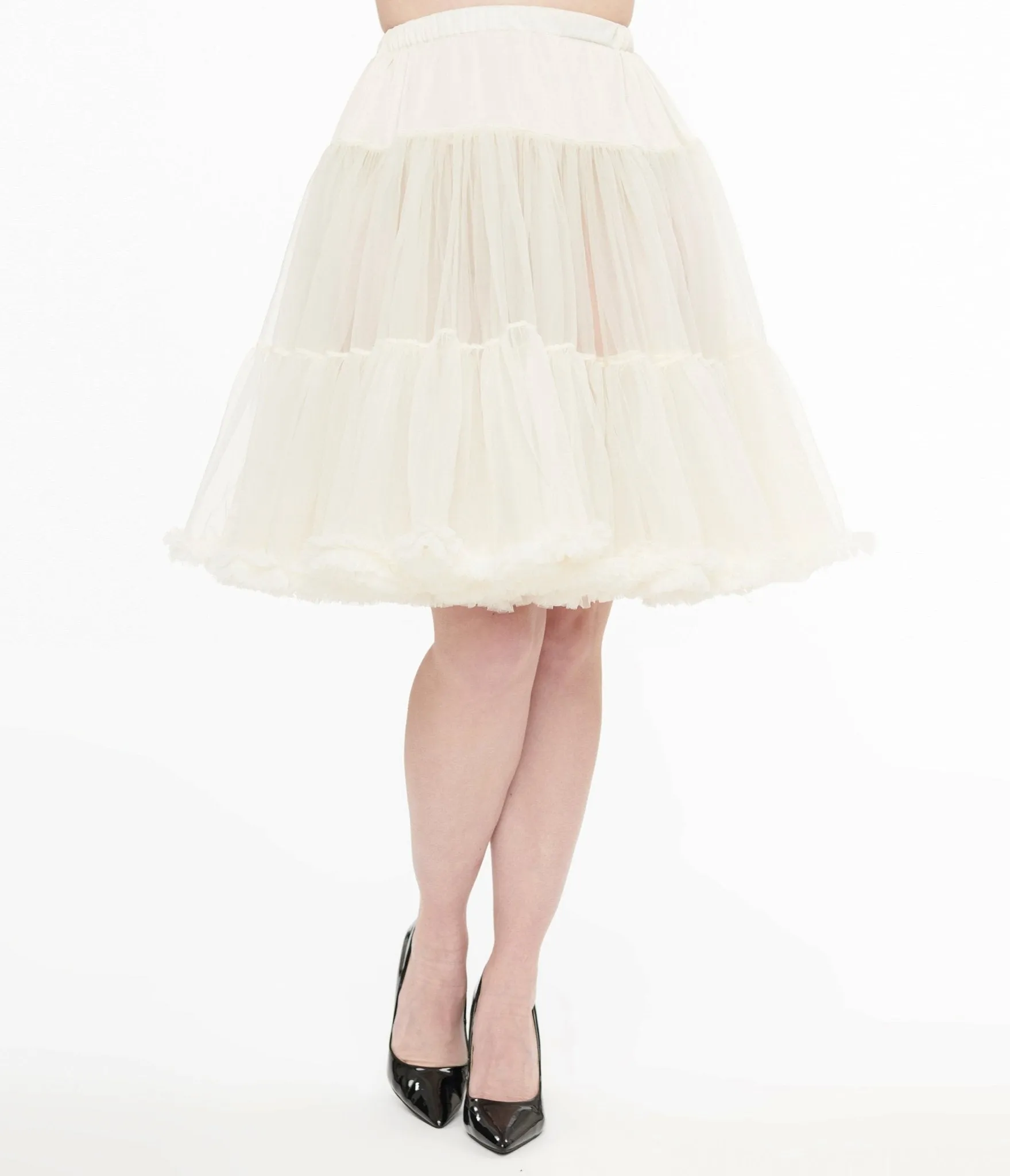 Unique Vintage 1950s Ivory Retro Style Ruffled Petticoat Crinoline