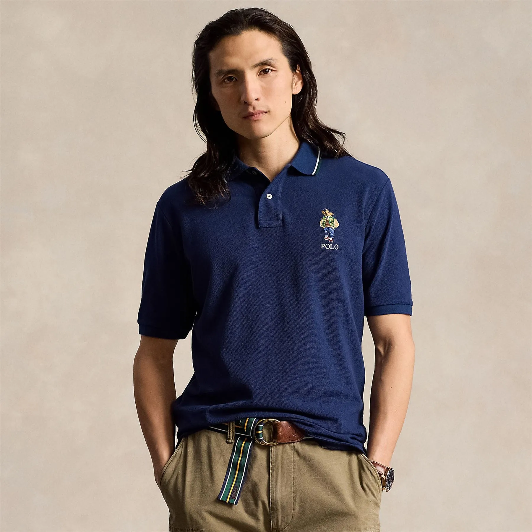 Varsity Bear Mesh Polo Newport Navy - AW24