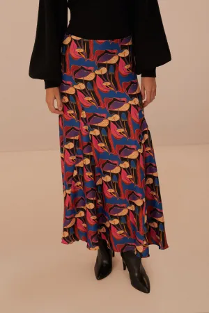 Wild Mushrooms Maxi Skirt ~ Black