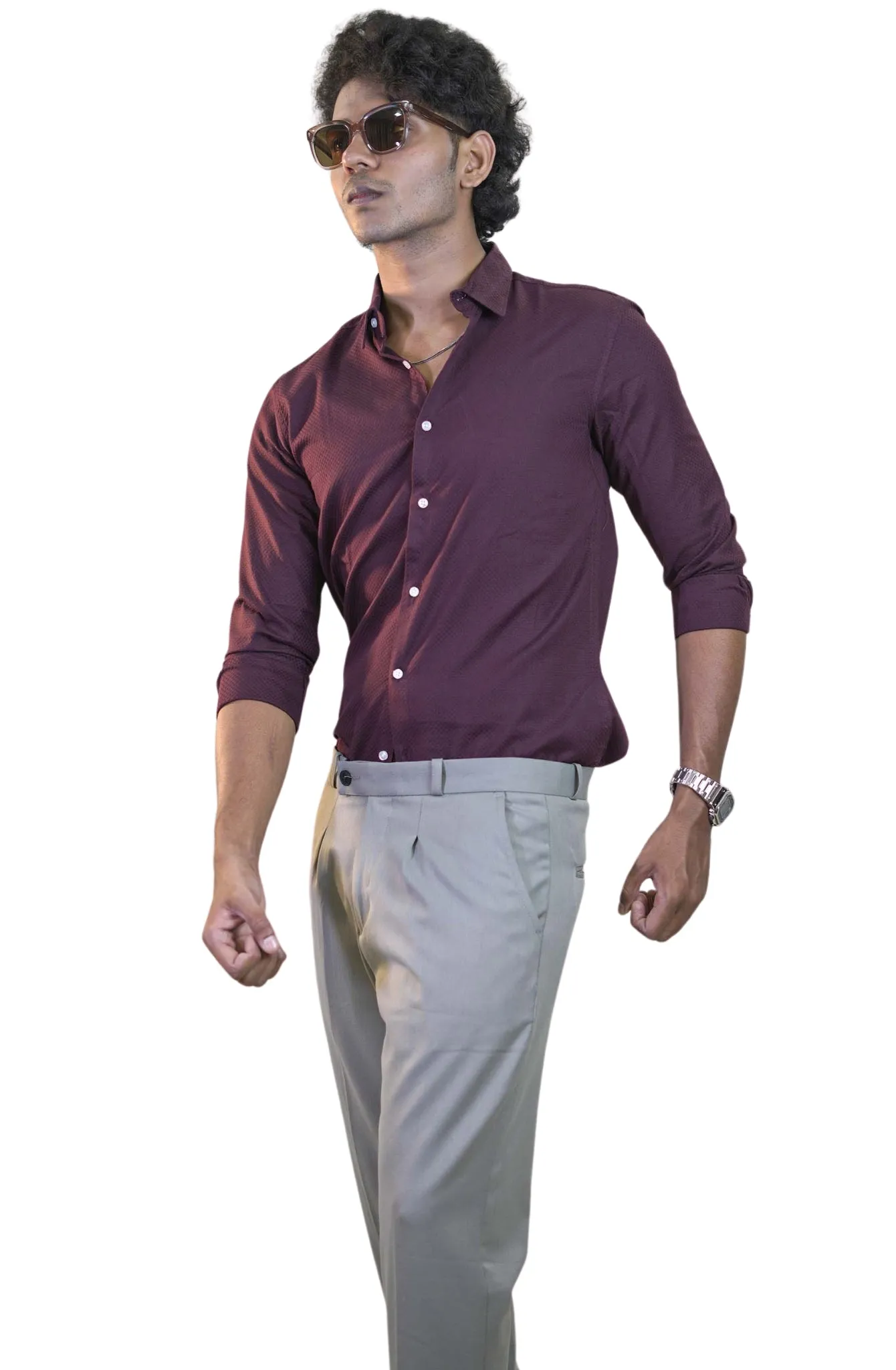 Wine Urban Grid Shirt