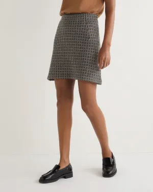 Women's Dogtooth Mini Cashmere Skirt Brown