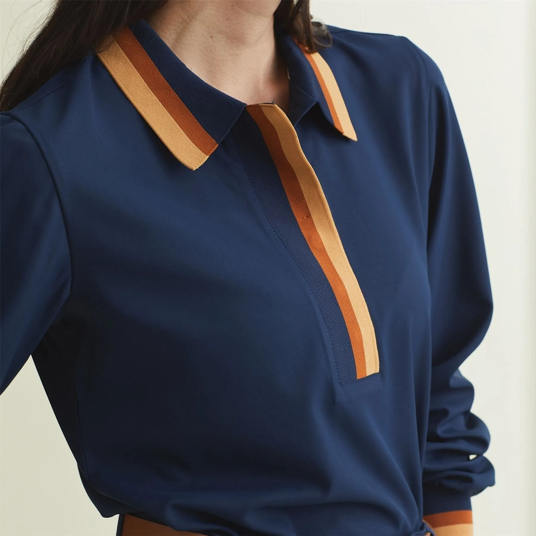 Womens LS Polo Dress Blues - AW24