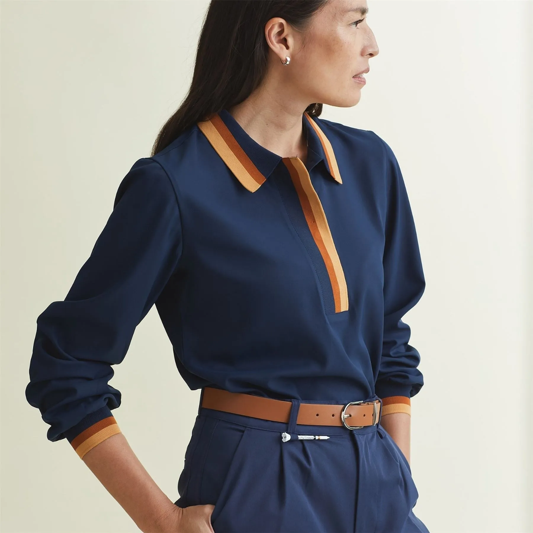 Womens LS Polo Dress Blues - AW24