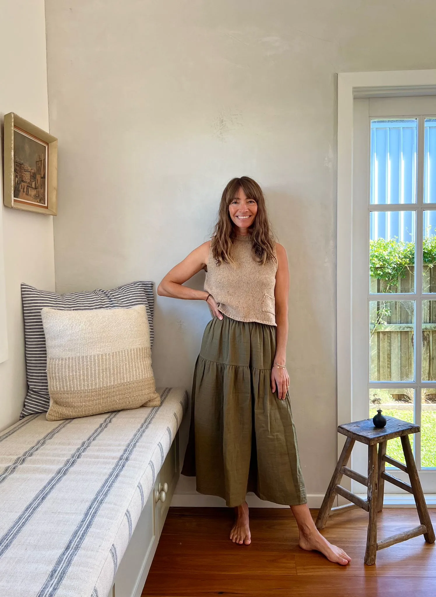 Women's Olive Muslin Skirt