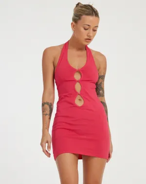 Yajoh Mini Dress in Fuschia Pink